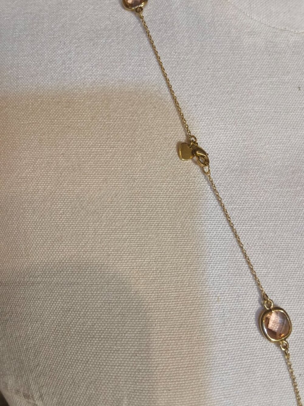 Delicate Rhinestone & Faceted Pink Stone Chain - Picture 2 of 11